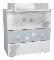 КомодЛилу Слоники НМ 041.02 НМ 041.02-01 Надстройка для пеленания, Белый/Серый (эмаль), Белый Скандинавский