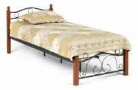 Кровать AT-803 Wood slat base дерево гевея/металл, 90*200 см (Single bed), красный дуб/черный