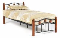 Кровать AT-126 Wood slat base дерево гевея/металл, 90*200 см (Single bed), красный дуб/черный фото Кровать AT-126 Wood slat base дерево гевея/металл, 90*200 см (Single bed), красный дуб/черный. Фото №1