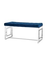 Банкетка-скамейка БРУКЛИН велюр синий сталь серебро фото Банкетка-скамейка БРУКЛИН велюр синий сталь серебро. Фото №1
