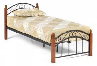 Кровать AT-8077 Wood slat base дерево гевея/металл, 90*200 см (Single bed), красный дуб/черный фото Кровать AT-8077 Wood slat base дерево гевея/металл, 90*200 см (Single bed), красный дуб/черный. Фото №1