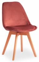 Стул Secret De Maison TULIP SOFT (mod. 74) вельвет/дерево , 54 х 47 х 83 см , коралловый (HLR 44)/натуральный (поставляется по 4 шт). Фото №1