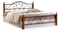 Кровать AT-815 дерево гевея/металл, 140*200 см (Double bed), красный дуб/черный