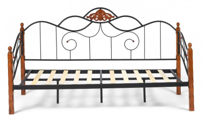 Кровать CANZONA Wood slat base дерево гевея/металл, 90*200 см (Day bed), красный дуб/черный. Фото №2