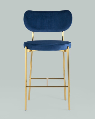 Стул полубарный Барбара велюр синий золотые ножки. Фото №5