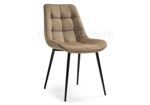 Стул Келми микровелюр светло-бежевый / черный глянец. Фото №1