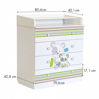Комод пеленальный Polini Kids Simple 1580, белый. Фото