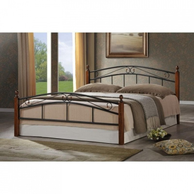 Кровать AT-8077 дерево гевея/металл, 160*200 см (Queen bed), красный дуб/черный фото Кровать AT-8077 дерево гевея/металл, 160*200 см (Queen bed), красный дуб/черный. Фото №2