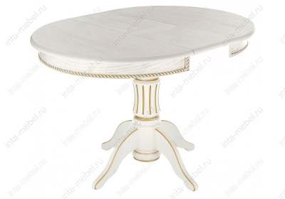 Стол деревянный Павия молочный с золотой патиной. Фото