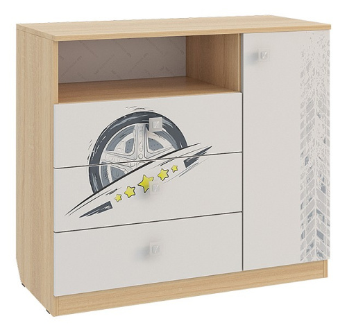 Форсаж Комод дуб сонома/белый. Фото №1