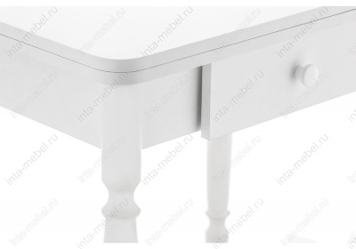 Стол деревянный Брентон с ящиком белый глянец. Фото