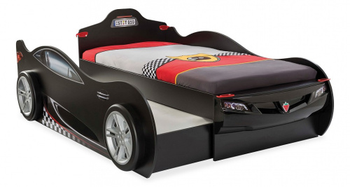 Кровать машина с выдвижным спальным местом Cilek Coupe черная. Фото №1