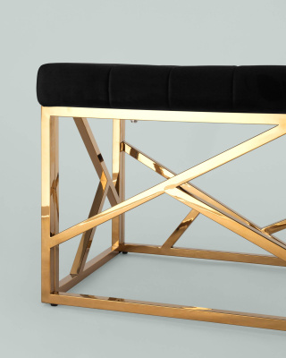 Банкетка-скамейка АРТ ДЕКО велюр черный сталь золото фото Банкетка-скамейка АРТ ДЕКО велюр черный сталь золото. Фото №5