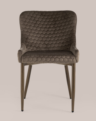 Стул Ститч Хани велюр коричневый ножки дерево. Фото №5