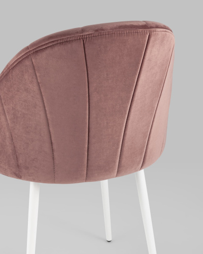 Стул Логан велюр пыльно-розовый белые ножки. Фото №8