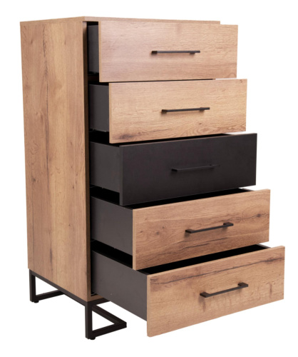 Комод с 5 ящиками Loft Дуб табак/Графит. Фото №6