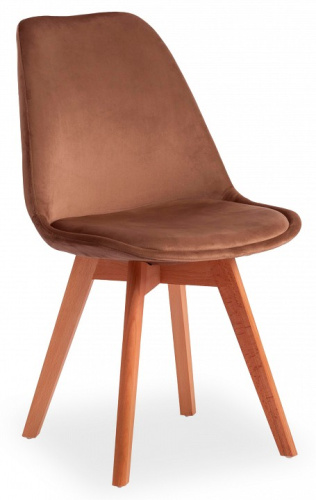 Стул Secret De Maison TULIP SOFT (mod. 74) вельвет/дерево , 54 х 47 х 83 см , коричневый (HLR11)/натуральный (поставляется по 4 шт). Фото №1