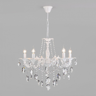 Подвесная люстра Eurosvet Veletta 10108/5 белый/прозрачный хрусталь Strotskis. Фото