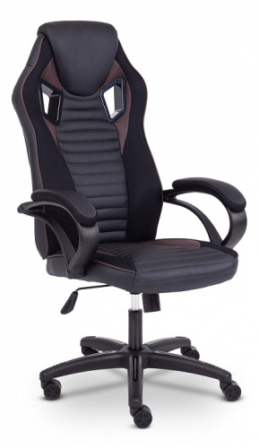 Кресло PILOT кож/зам/ткань, черный/черный перфорированный/коричневый, 36-6/36-6/06/36-36/TW-11. Фото №1