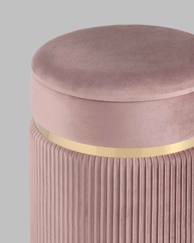 Пуф Миранда с ящиком велюр розовый. Фото №6