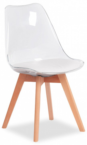 Стул Secret De Maison TULIP  (mod. 73) дерево/пластик/ПУ, 53 х 49 х 83 см , прозрачный/Transparent, подушка белая/Cushion whit (поставляется. Фото №1