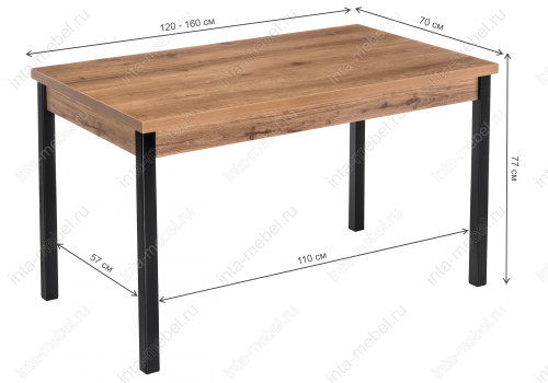 Стол деревянный Оригон дуб горный / черный матовый. Фото №6