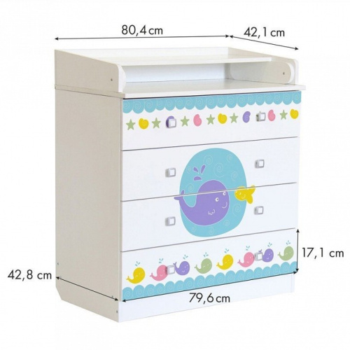 Комод пеленальный Polini kids Simple 1580 Морская история, белый. Фото №6
