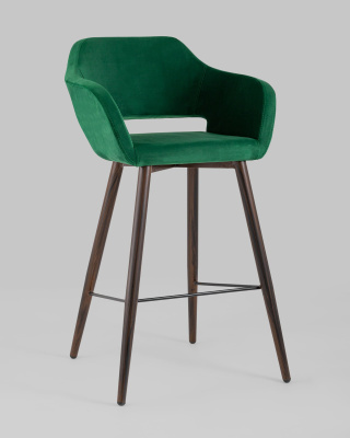 Стул барный Саймон велюр темно-зеленый. Фото