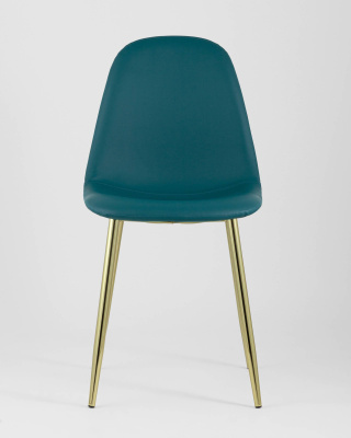 Стул Валенсия экокожа темно-зеленая золотые ножки. Фото