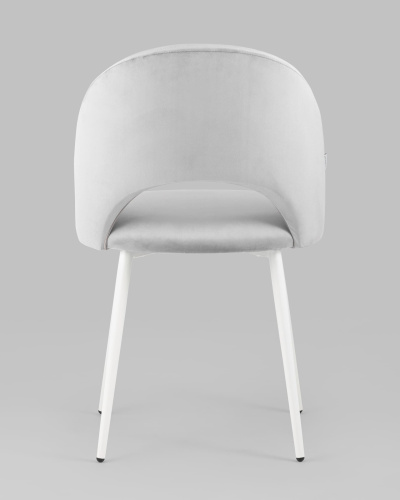 Стул Меган велюр светло-серый белые ножки. Фото №6