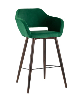 Стул барный Саймон велюр темно-зеленый. Фото