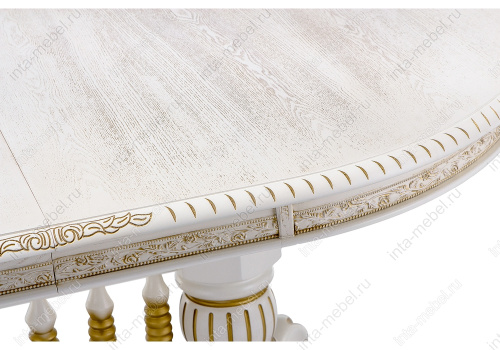 Стол деревянный Кантри молочный с золотой патиной. Фото №7