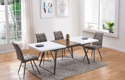 Стол DT-93B белый матовый/орех фото Стол DT-93B белый матовый/орех. Фото №4