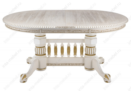 Стол деревянный Кантри молочный с золотой патиной. Фото №6