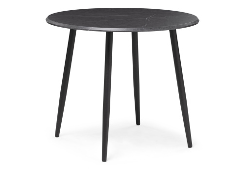 Стол деревянный Абилин 90 мрамор черный / черный матовый. Фото №1