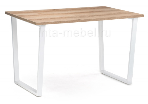 Стол деревянный Лота Лофт 120 25 мм дуб делано светлый / белый матовый. Фото №1