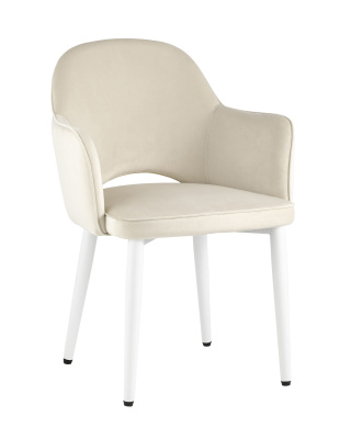 Стул Венера велюр кремовый ножки белые фото Стул Венера велюр кремовый ножки белые. Фото №2