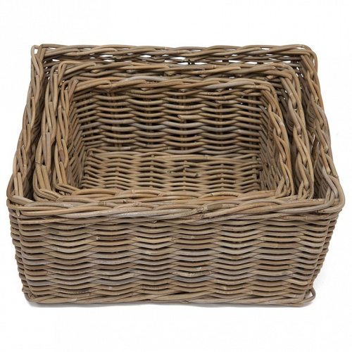 Корзина Secret De Maison Pago (набор из 3 штук )  натуральный ротанг, 55*44*26/49*38*22/43*32*18 см, Натуральный Кубу / Natural Kubu. Фото №2