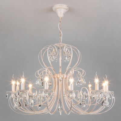 Подвесная люстра Eurosvet Alda 3305/12 белый с золотом/прозрачный хрусталь Strotskis фото Подвесная люстра Eurosvet Alda 3305/12 белый с золотом/прозрачный хрусталь Strotskis. Фото №2