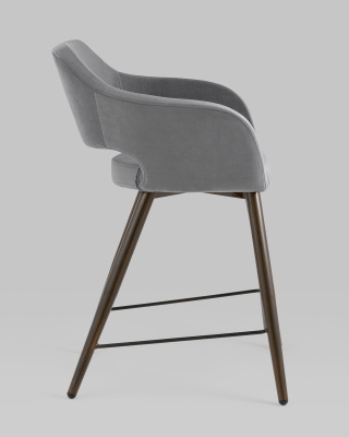 Стул полубарный Саймон велюр тёмно-серый. Фото