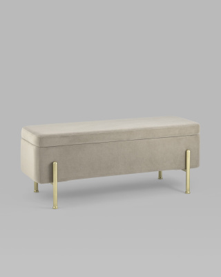 Банкетка Болейн с ящиком велюр бежевый. Фото