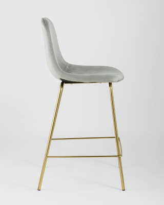 Стул полубарный Валенсия велюр серый золотые ножки. Фото